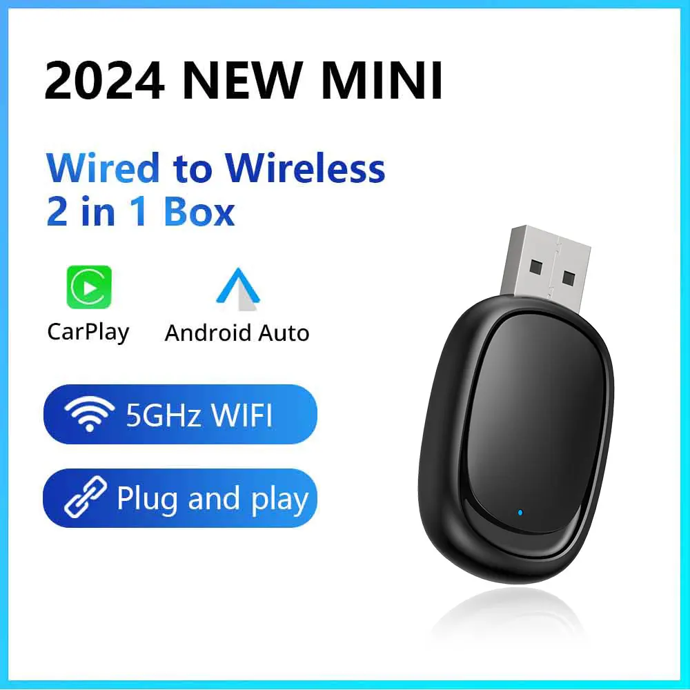AuroraLink Hot Mini Проводной и беспроводной 2 в 1 AI Box CarPlay 5G Wif BT 5.0 Android Auto Plug and Play