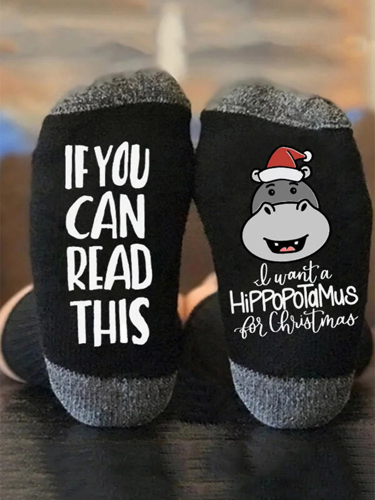 

3 Pairs Kawaii Christmas Socks I Want A Hippopotamus For Christmas Funny Graphic Crew Socks Novelty Letter Holiday Accessoris
