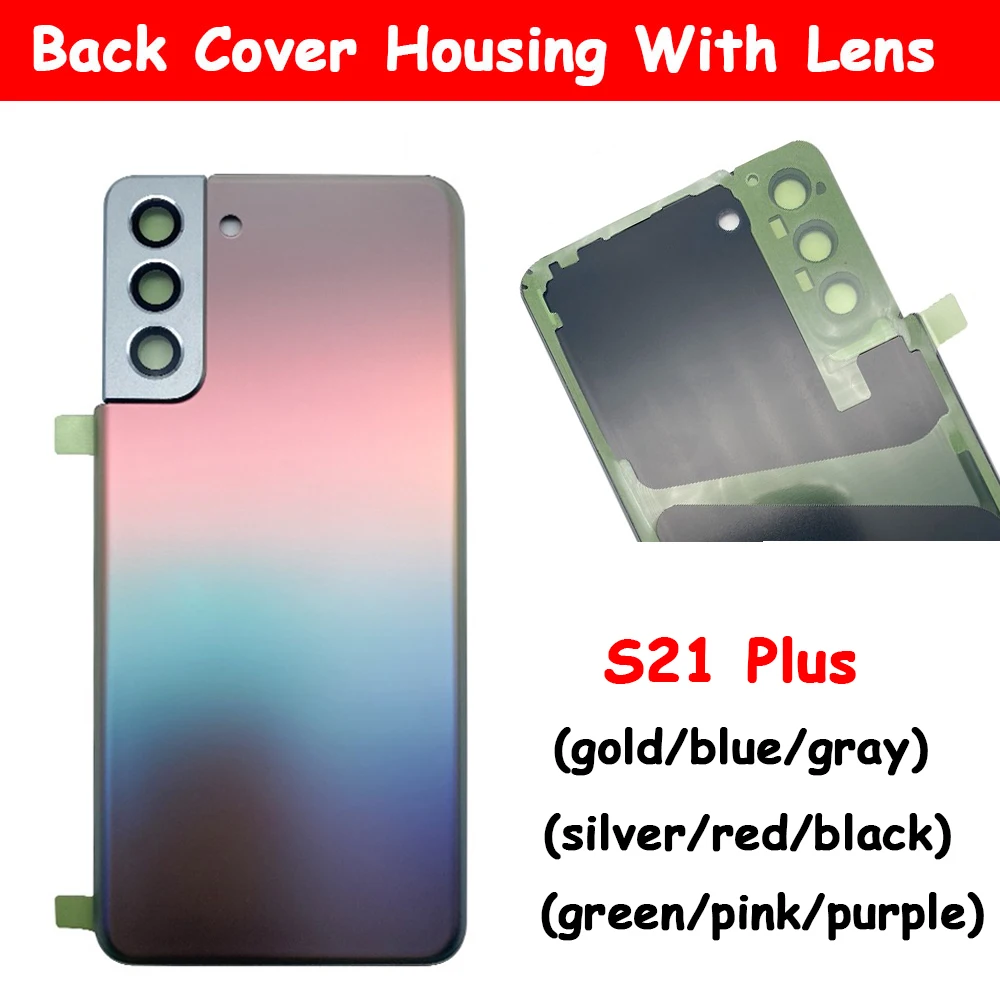 

10Pcs Original New Battery Back Cover Rear Door Case Replacement Parts With Camera Lens For Samsung Galaxy S21 Plus