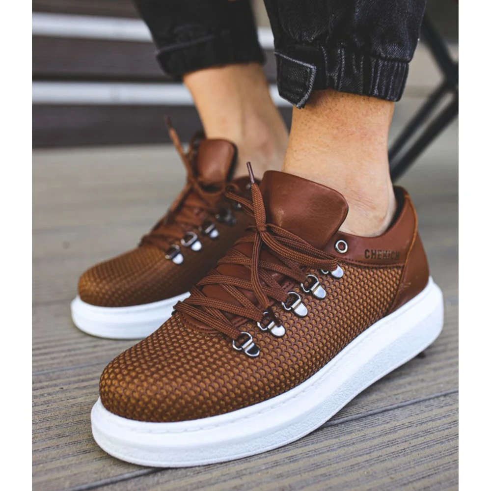 

Casual Shoes For Men Women Brown Artificial Leather Lace-Up Spring and Autumn Comfortable Fashion Wedding Orthopedic Sportive Air Lightweight Sneakers Running Flexible Walking Breathable Footwear Office 21
