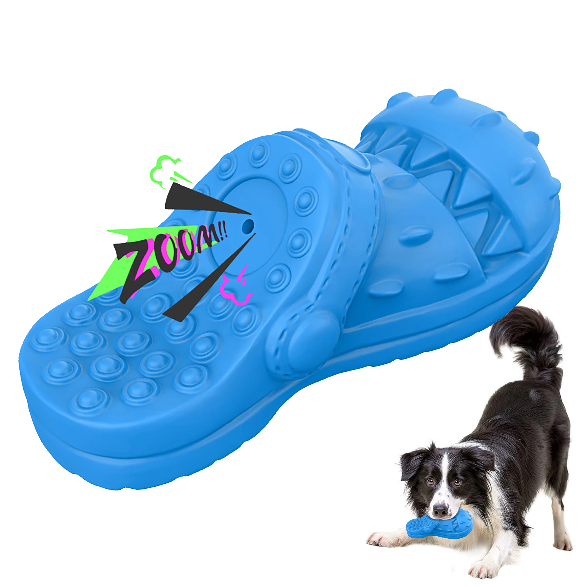 

Indestructible Dog Chew Toys Squeaky Interactive Dog Toys with Beef Flavor Teeth Cleaning Rubber Chew Toy for Medium Large Dogs