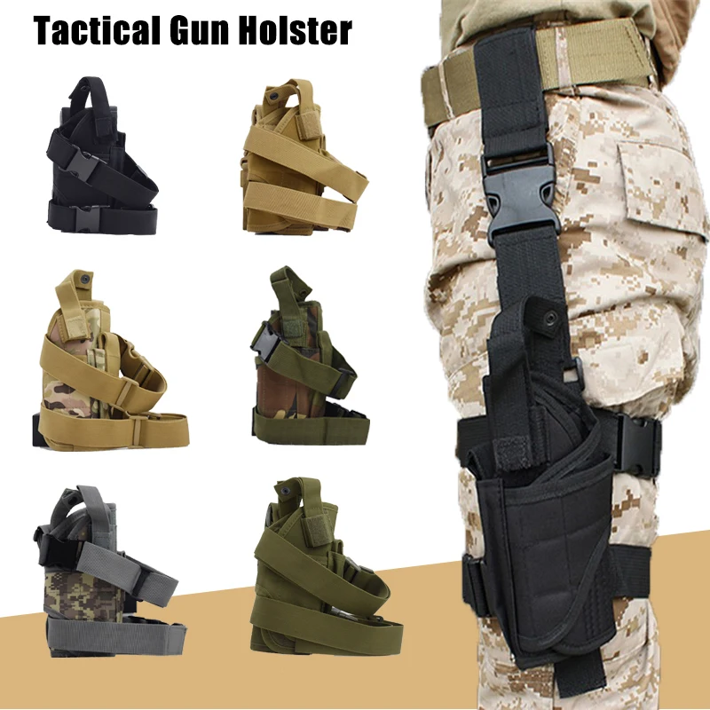 

New Tactical Gun Holster Outdoor Hunting Combat Pistol Holster CS War Tactical Accessories Right Thigh Holster Fits All Pistols