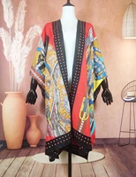 2022 new fashion summer printed womens swimwear cardigans for lady casual bohemian open front kimonos for lady