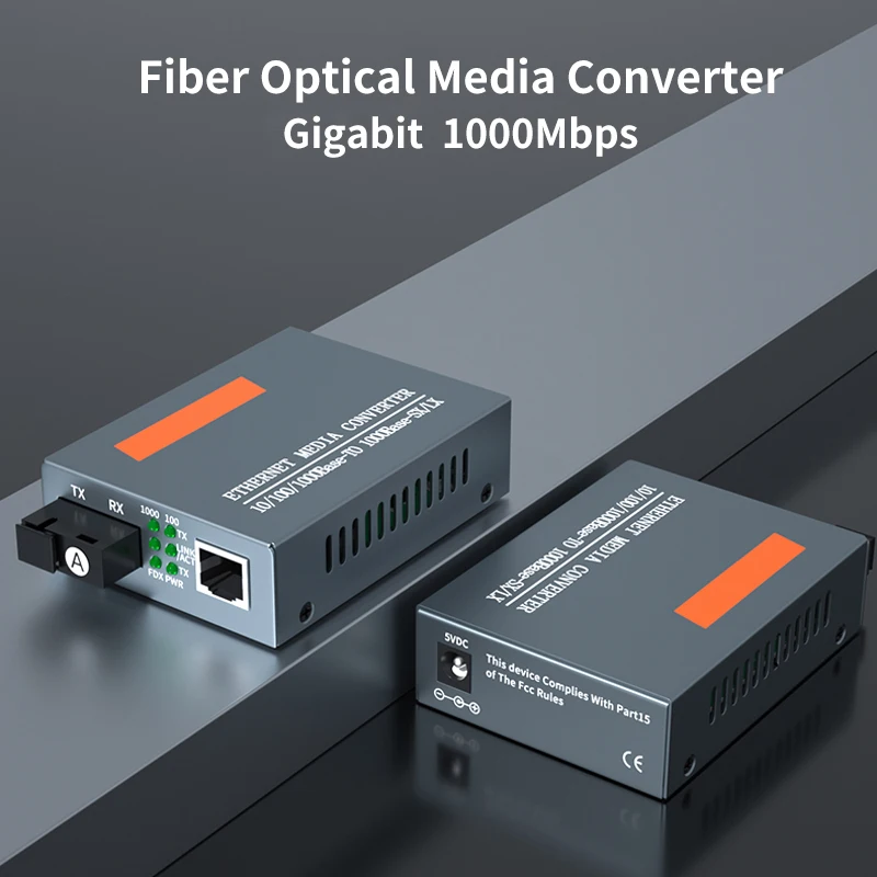 

Fiber Transceiver Single Mode Fiber SC Port 20KM 1 Pair HTB-GS-03 A/B Gigabit Optical Media Converter 1000Mbps External Power