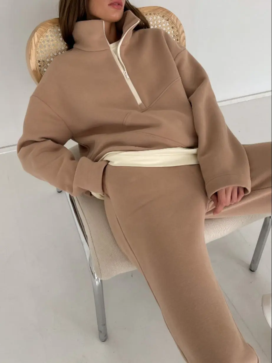 

Toppies Spring women two pieces hoodie sets zipper hoodie long trousers