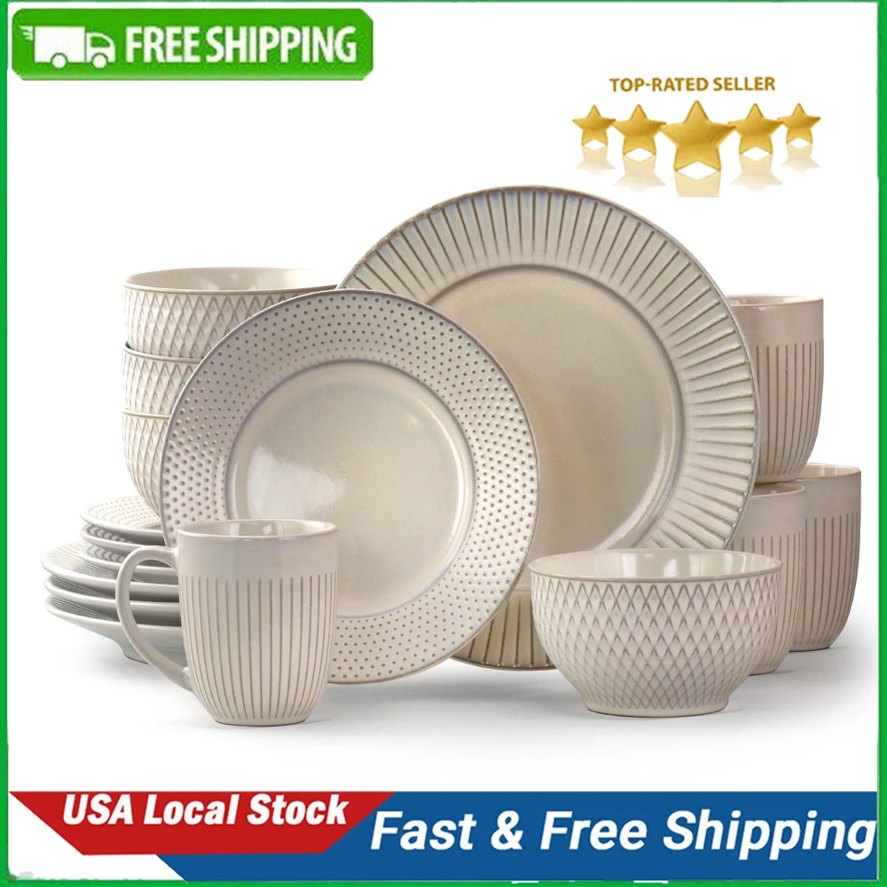 

Рынок находит 16 штук круглый набор посуды из керамики в тисненом белом цвете