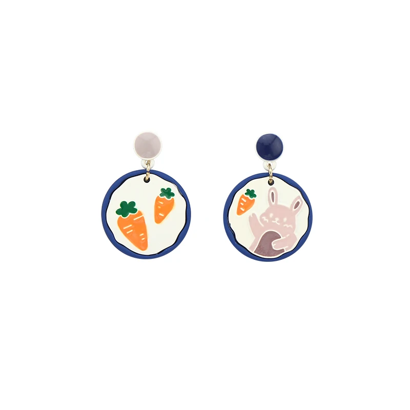 

Cute Rabbit and Carrot Drop Earrings for Women, Kawaii Fairy Tale Style Jewelry