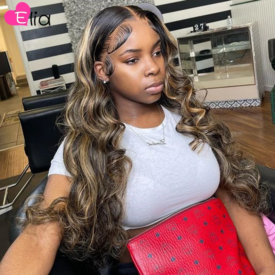 

13X6 Highlights Lace Frontal Body Wave Wig Brazilian Wavy 13X4 Lace Front Human Hair Wigs Transparent Lace Wigs for Women