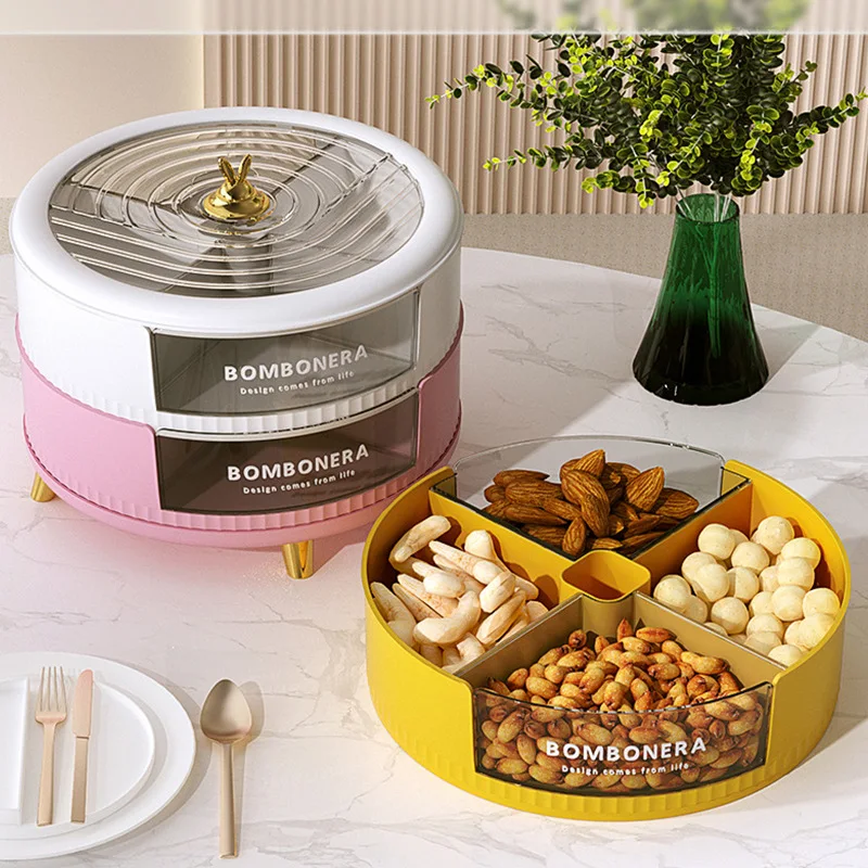 

Nordic Plastic Fruit Nut Dried Storage Box Container Candy Storage Box Fruit Snacks Biscuit Tray with Lid for Home Kitchen Decor