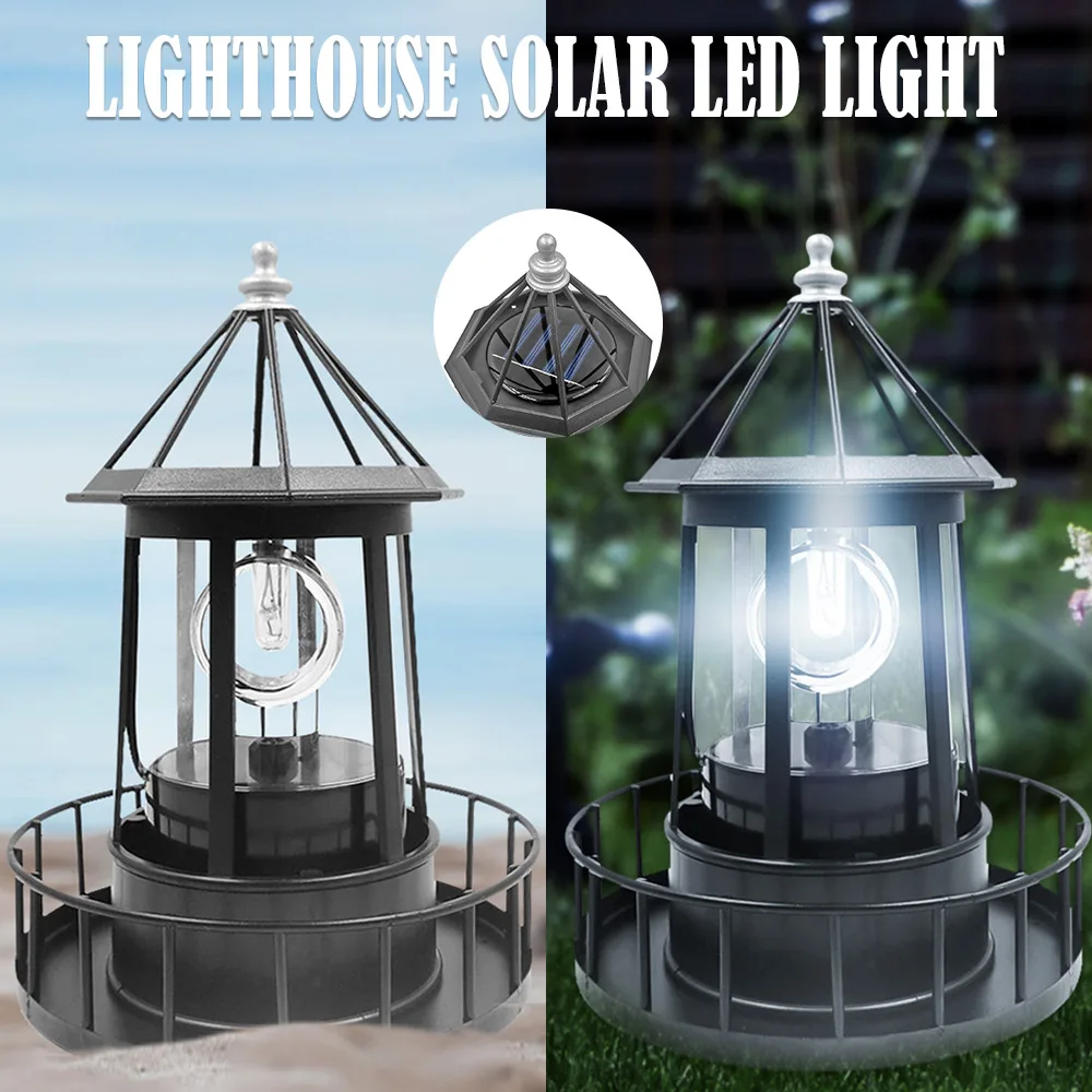 

Lighthouse Solar LED Light Yard Fence Decor Sensor Beacon Rotating Lighting Tool for Garden Yard Lawn Lamp Outdoor Home