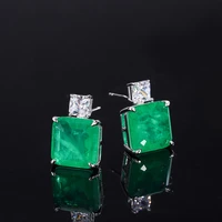 anziw vintage 100 925 sterling silver emerald cut emerald gemstone earrings white gold ear studs fine jewelry gifts wholesale