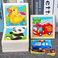 11x11cm kids wooden puzzle toy vehicle animal jigsaw cartoon animal traffic tangram toys educational toys puzzles for kids gifts
