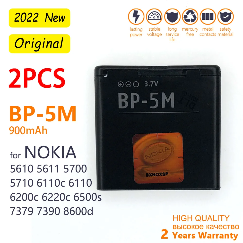 Genuine 900mAh BP-5M BP 5M BP5M Phone Battery for Nokia 6220 Classic 6500 Slide 8600 Luna 6110 Navigator 5610 5700 6500S 7390
