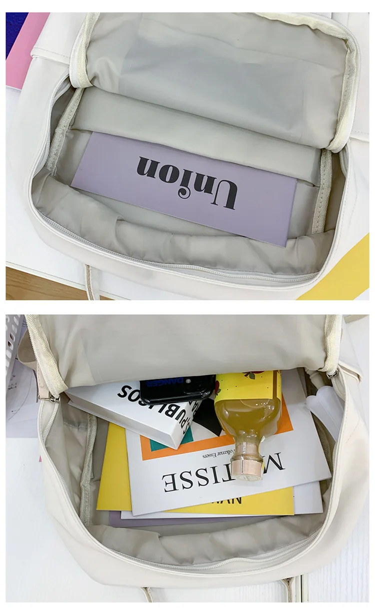 New Simple Fashion Casual Solid Colour Large Capacity Double Shoulder Bag High School Students Travel Shoulder Backpack