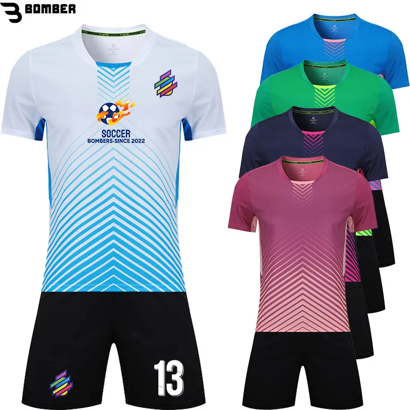 

Short Sleeve Soccer Hight quality Training Suit Jerseys Set Boys Set Survetement Kid Men Customized
