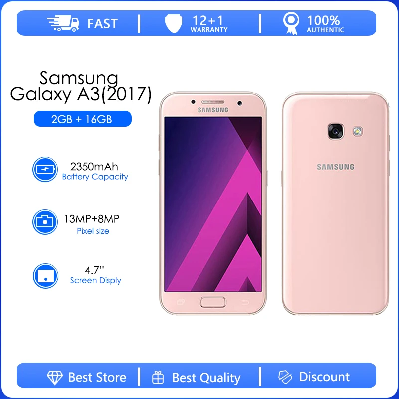 Восстановленный Оригинальный разблокированный Samsung Galaxy A3 (2017) A320F A320FL A320Y Android Wi-Fi 13