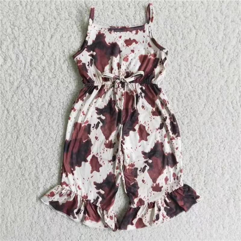 

Baby Girls Summer Cow Jumpsuit Toddlers Brown Outfits Kids Clothing Overalls Children Boutique Wholesale Clothes New Style