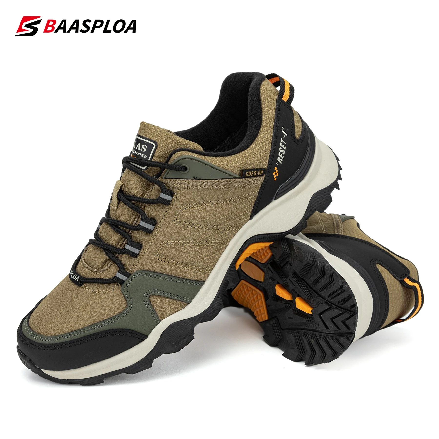 Baasploa 2023 Men's New Hiking Shoes Non-slip Wear-resistant Outdoor Travel Shoes Fashion Leather Comfortable Climbing Shoes