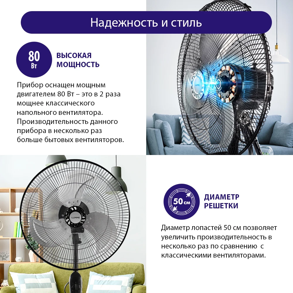 Вентилятор 3 в 1 напольный/настенный/ настольный LUMME LU-FN106 |