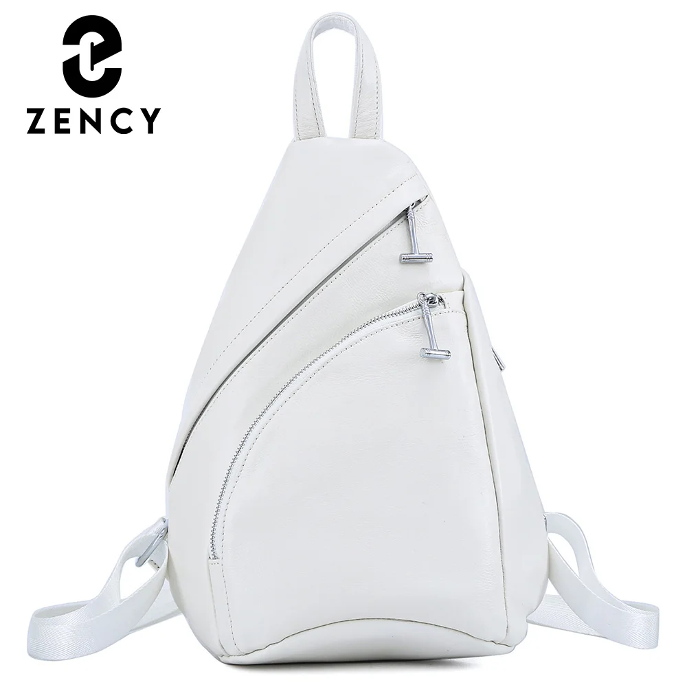 Zency New Fashion Genuine Leather Dumpling Women's Backpack Anti Theft Female 2022 Pocket School Bag Girls Luxury Colors Winter