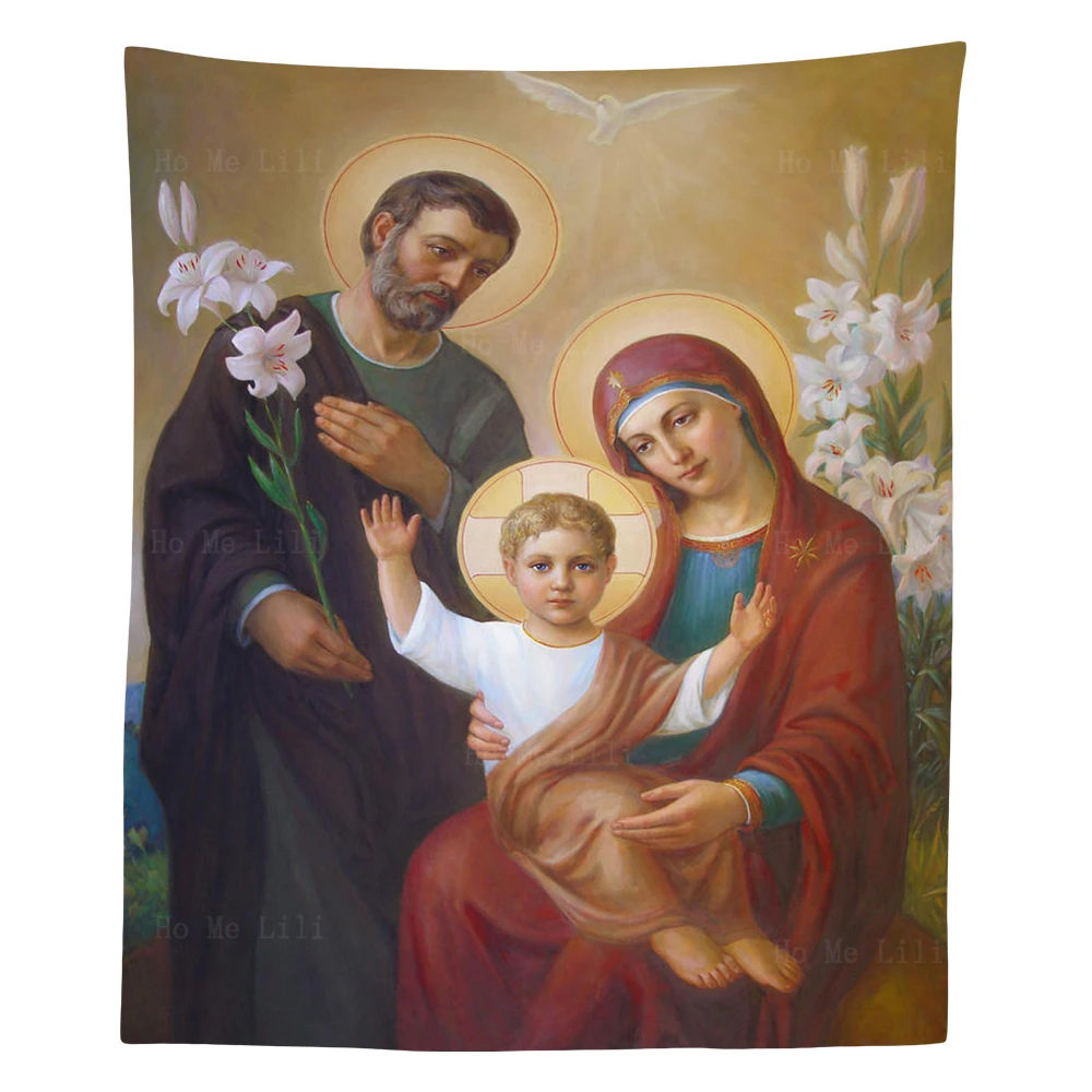 

Sagrada Familia De Nazaret Virgin Mary Church Family Nativity And The Coming Of Three Wise Men Tapestry By Ho Me Lili Wall Decor