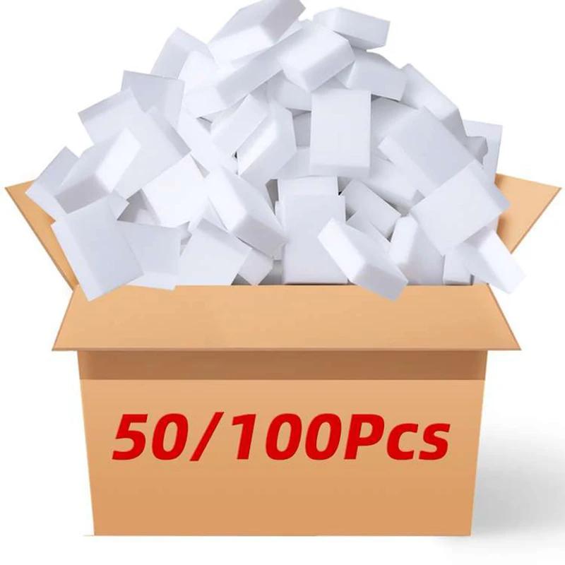 50-100 шт./лот меламиновая губка волшебная для мытья ванной комнаты ластик посуды