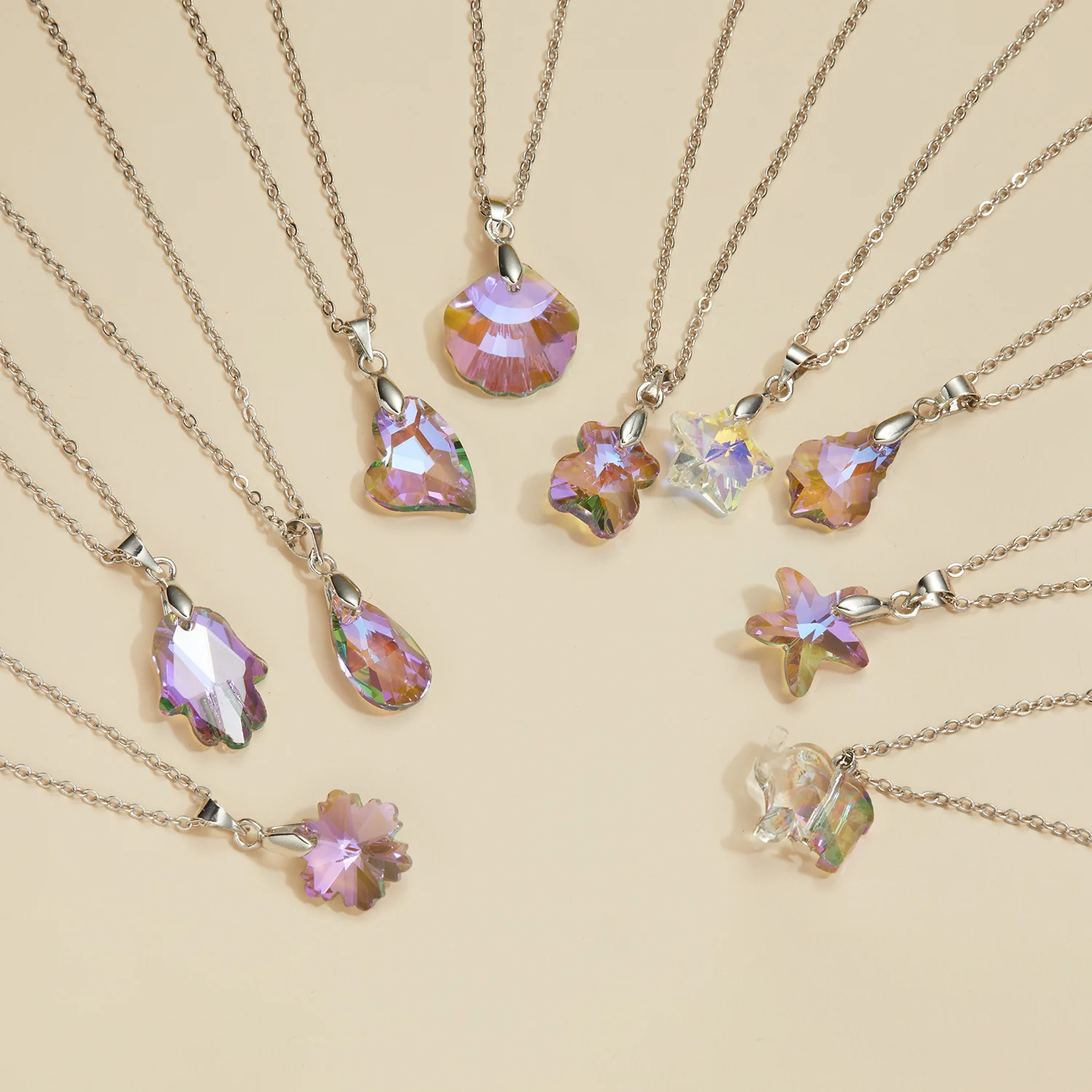 

New Fashion Colorful Crystal Geometric Pendant Necklace For Women Flower Star Elephant Choker Necklace Birthday Gift Jewelry