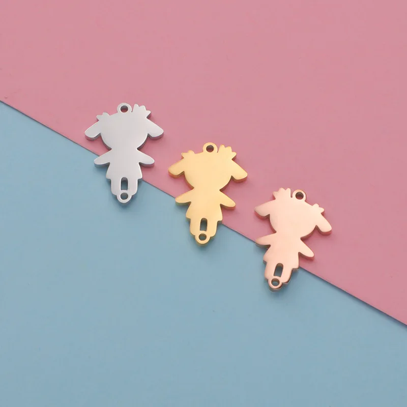 

20pcs/a Lot Stainless Steel Charm Personality Girl Wearing Crown Pendant Gold Color DIY Jewelry Accessories