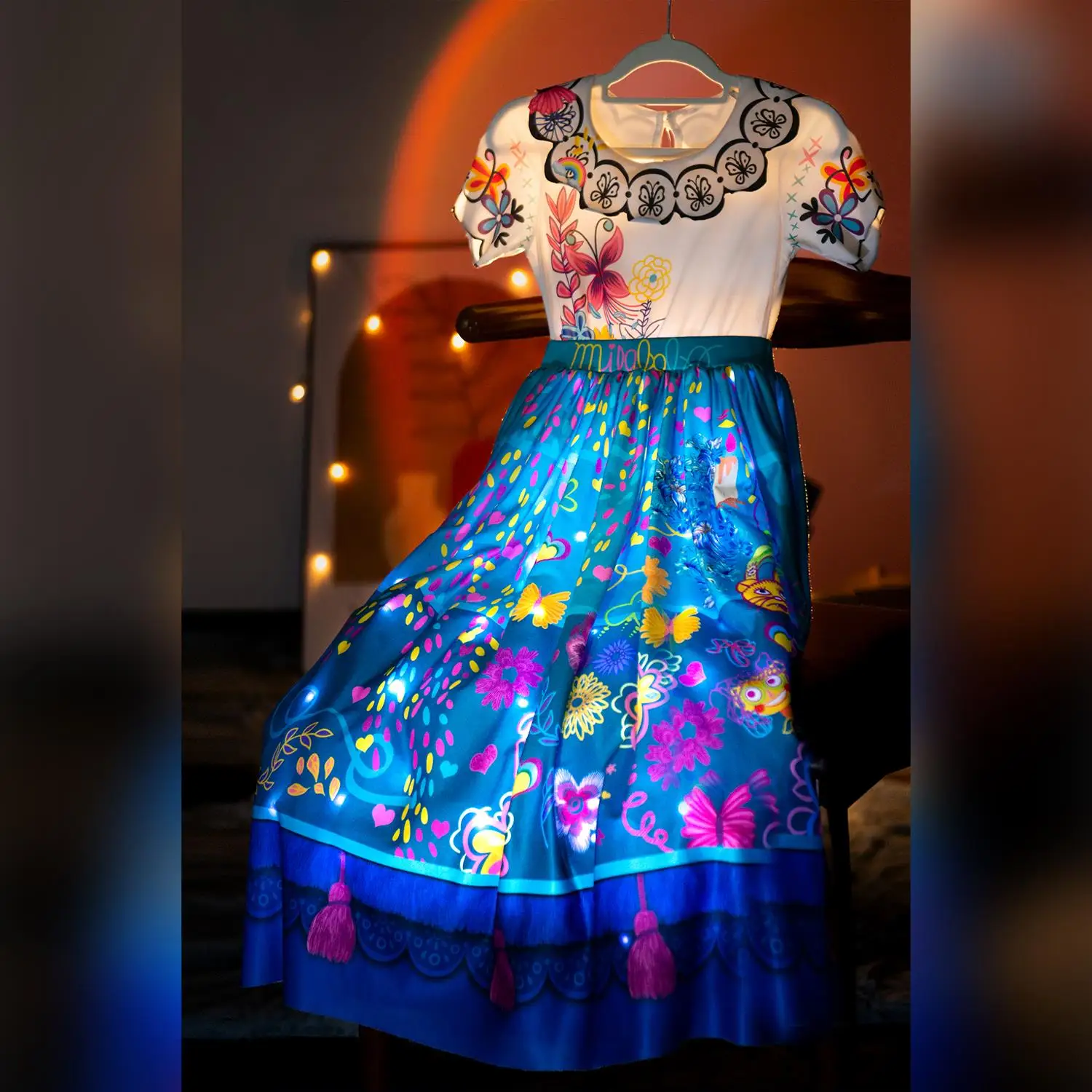 Uporpor Encanto Light Up Princess Birthday Party Dress for Kids Girl Cosplay Mirabel Halloween Ball Gown Evening Dresses Vestido
