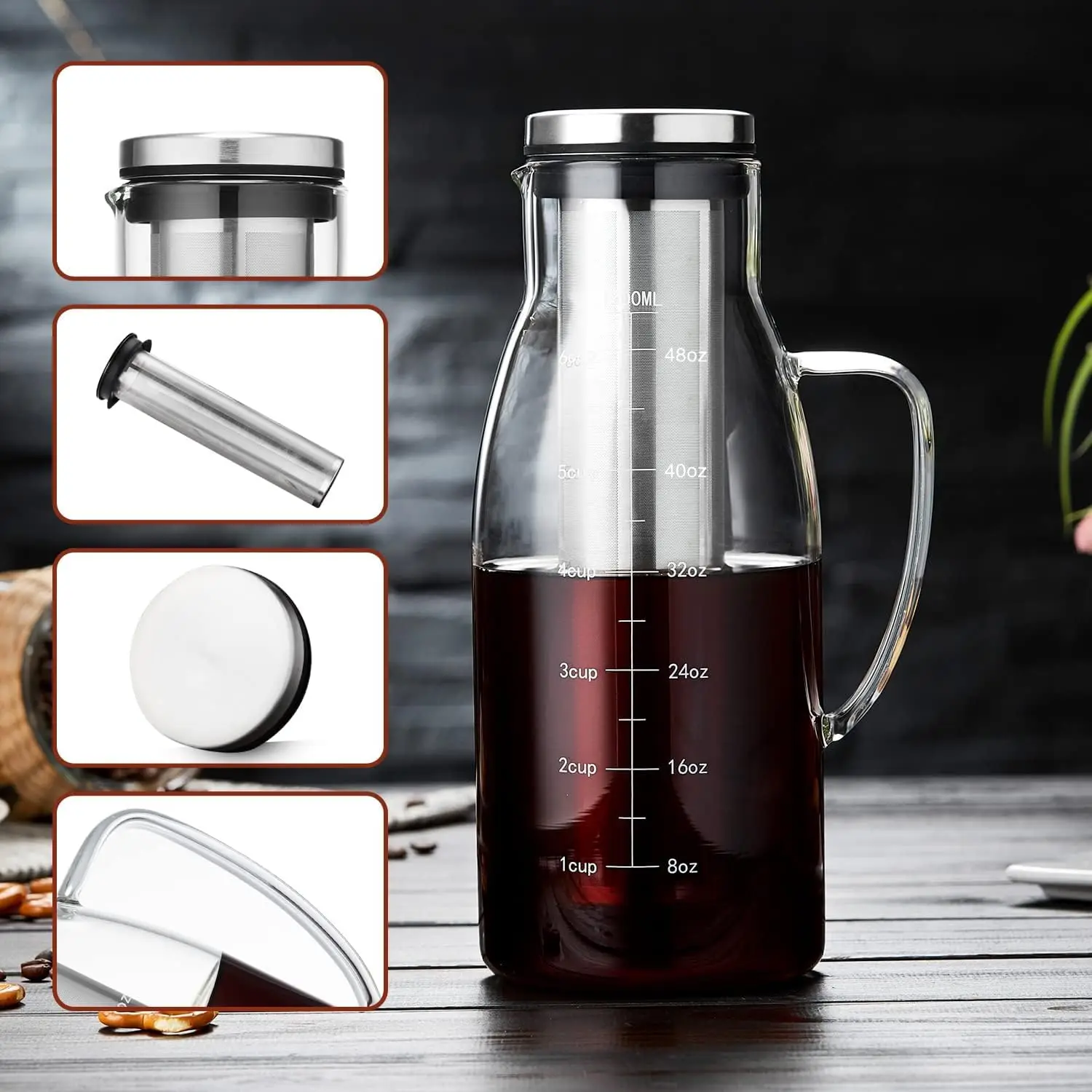 Кофеварка для холодного заваривания чая Pokaro Tea Cold Brew Кофейник 1500 мл и