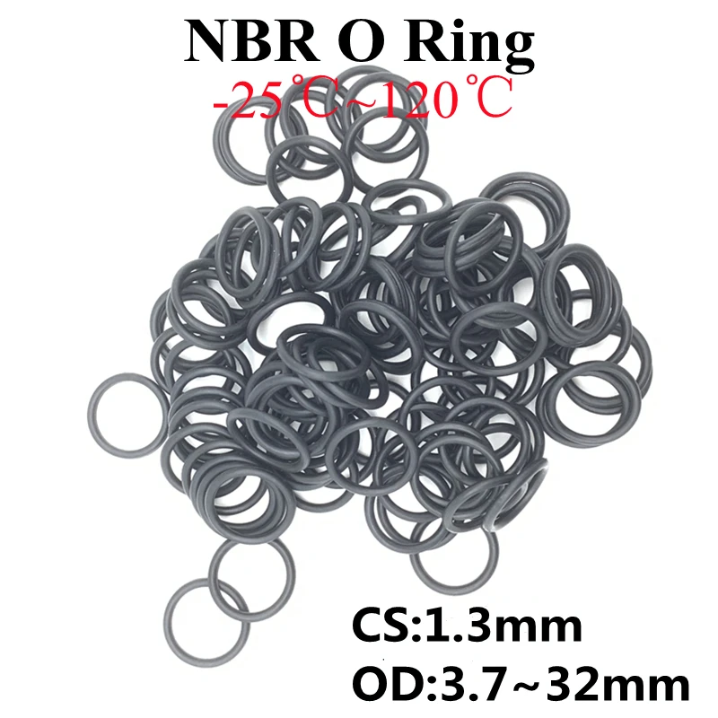 

50pcs Black O Ring Gaskets CS 1.3mm OD 3.7mm~32mm NBR Automobile Nitrile Rubber Round O Type Corrosion Oil Resistant Seal Washer