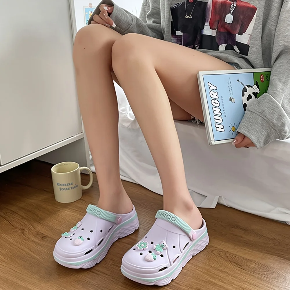 Women Sandals Hole Shoes Girl Beach EVA Light Home Slippers Outdoor Summer Wading Non Slip Sneaker Carton Crogs Female Hole Shoe