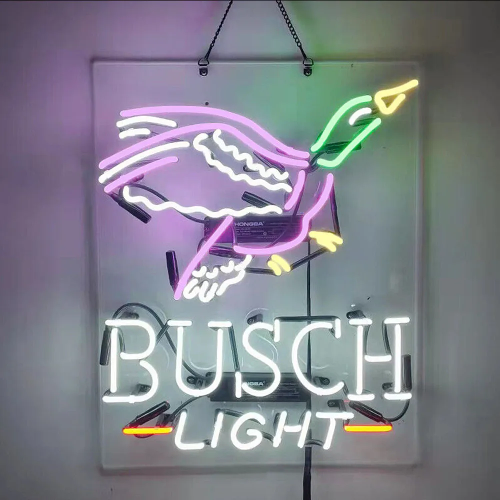 

Busch Light Duck Neon Sign Custom Handmade Real Glass Tube Party Beer Bar KTV Store Advertise Room Decor Display Lamp 15"X19"