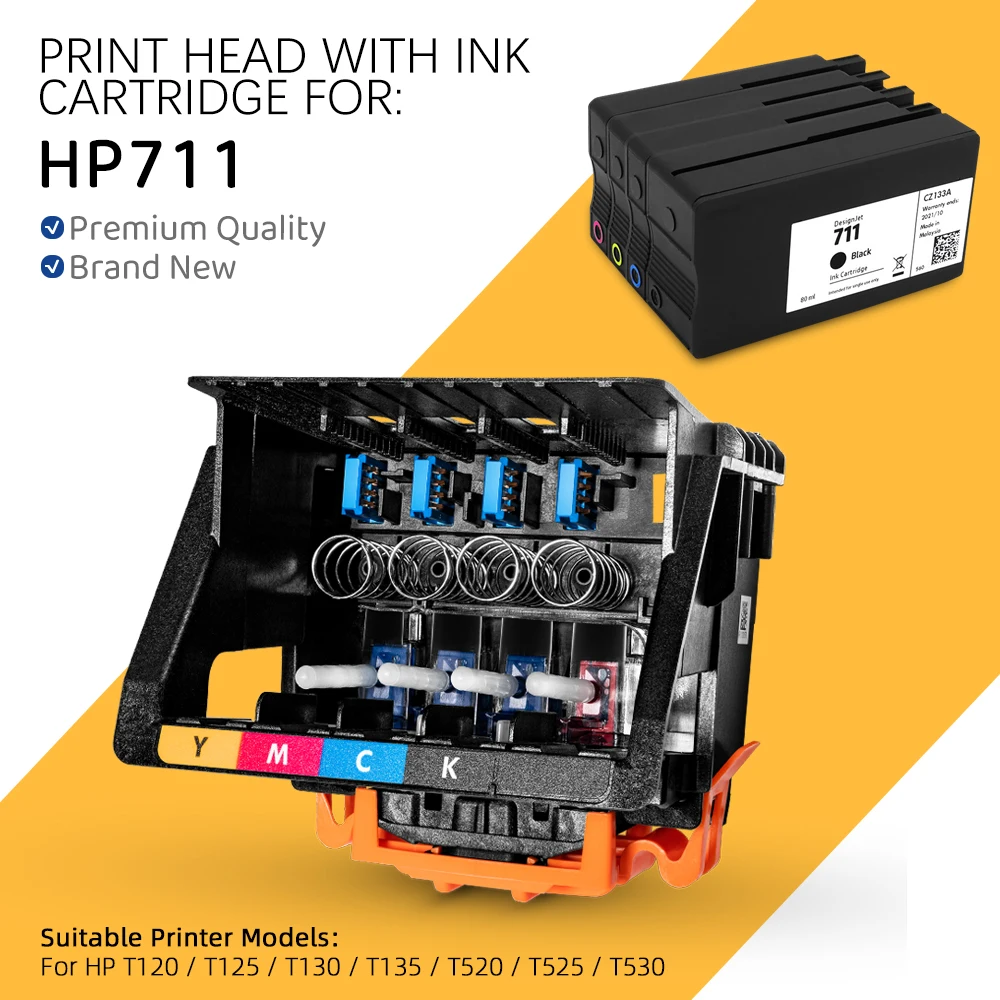 

Original New For HP 711 HP711 Printhead With Setup Cartridges Print Head For HP DesignJet T120 T125 T130 T135 T520 T525 T530