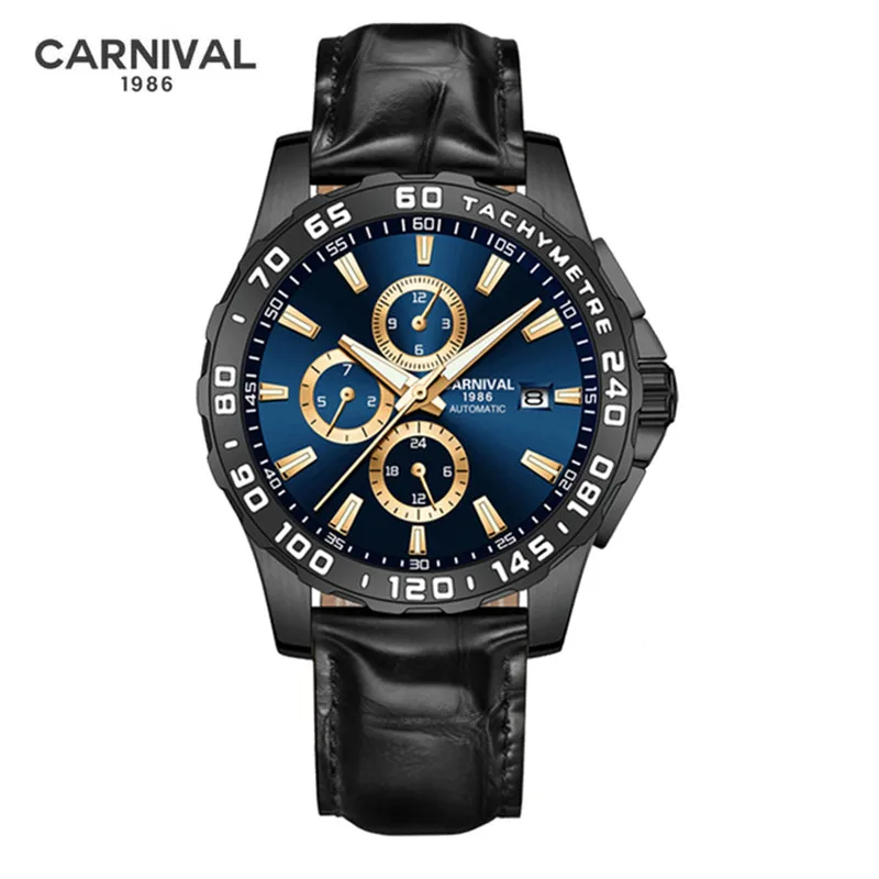 Carnival Brand Fashion Watch Men's Luxury Sapphire Automatic Movement Luminous Mechanical Wristwatch Multifunction for Men 2023