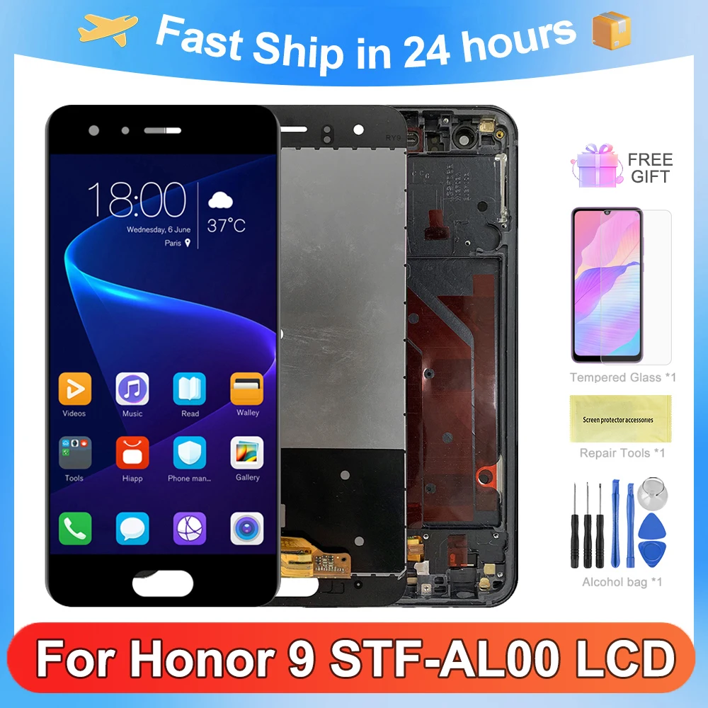 AAA + качественный экран для Huawei Honor 9, оригинальный ЖК-дисплей, сенсорный экран в сборе для Honor 9 Premium STF-L09 AL10 AL00 TL10 LCD