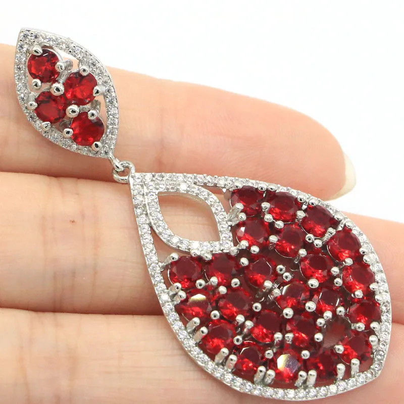 

Женская подвеска из серебра 8,7 пробы, с красным рубином и белым фианитом