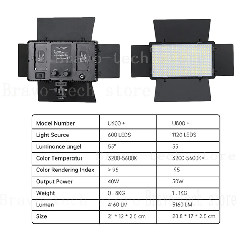 U600 U800 LED Photo Studio Light for Tiktok Youbute Live Video Lighting 40W/50W Portable Recording Photography Panel Lamp - купить по