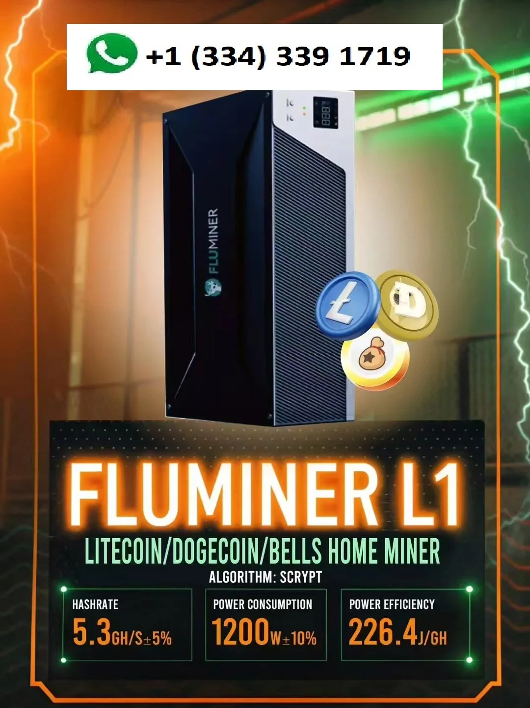 S. ЛУЧШИЙ ПРОДАВЕЦ ЗА КУПИТЕ 3 ПОЛУЧИТЕ 2 БЕСПЛАТНО!!! Fluminer L1 Doge LTC BEL Coin Miner 5 3Gh/s 1200W