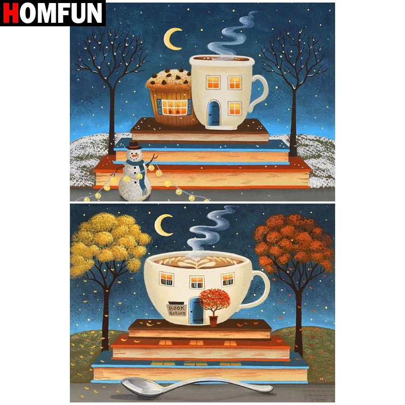 

Алмазная 5D Вышивка HOMFUN, Набор для вышивки крестиком «Книга, кофейное дерево»