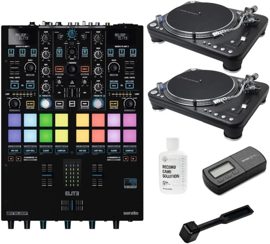

RelooP Elite High-Performance DVS Mixer for Serato Bundle with XP Direct-Drive Professional DJ Turntable (Pair), Carbon Fiber Cl