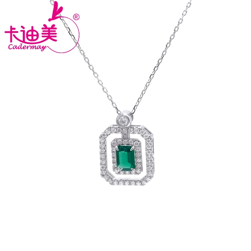 

CADERMAY Jewelry 100% S925 Silver Muzo Green Lab Grown Emerald Moissanite Pendants Necklace Wedding Anniversary Gifts For Women