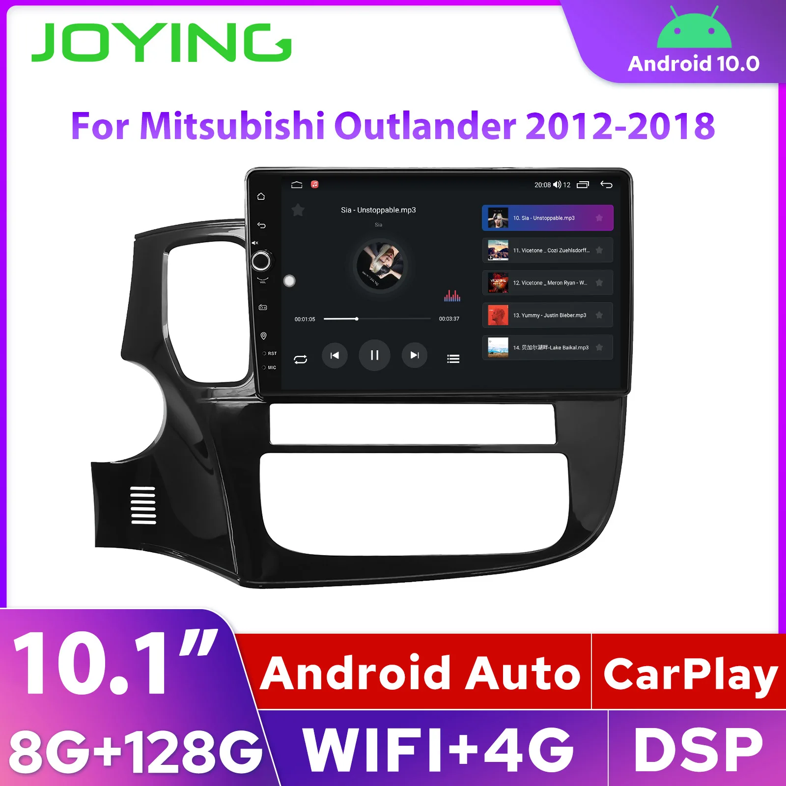 

Joying 8GB 128GB Head Unit Android Car Radio 10.1” Car Multimedia Player For Mitsubishi Outlander 2012-2018 Bluetooth Camera DVR