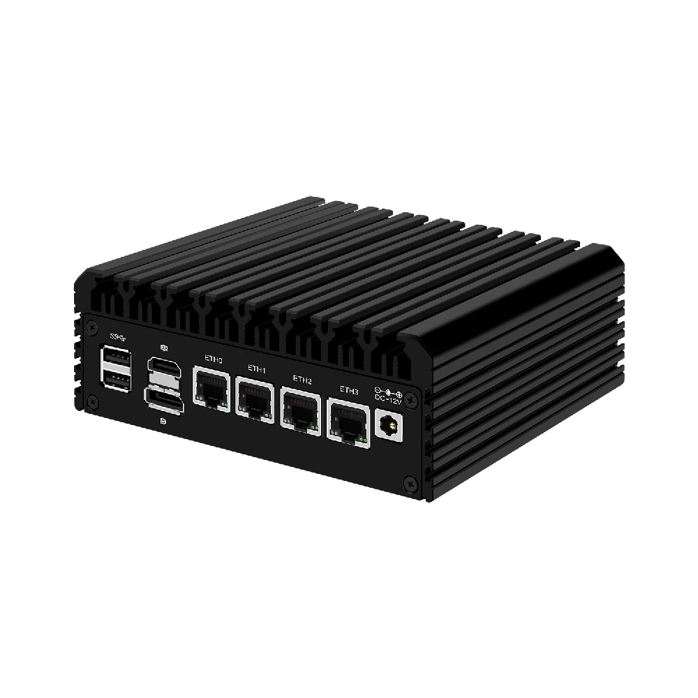 HUNSN Micro Firewall Appliance Mini PC pFsense Plus Mikrotik RJ03 Intel N5105 N6005 OPNsense VPN ПК маршрутизатора AES-NI 4LAN Type-C