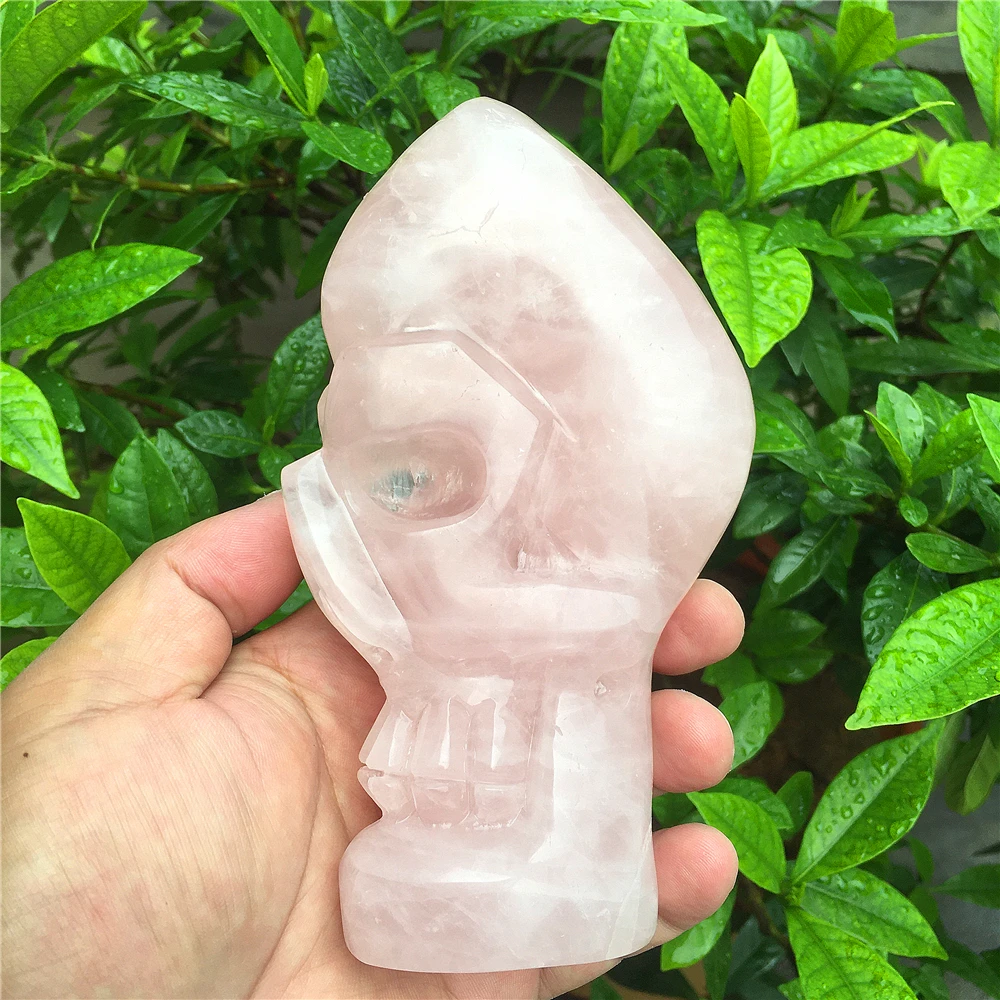 

Rose Quartz Crystal Skull Natural Stone Cranium Wicca Witchcraft Supplies Home Room Decor Meditation Reiki Chakra Healing