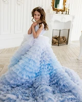 light blue flower girl dresses floor length o neck little girl wedding dress communion pageant photoshoot birthday gowns