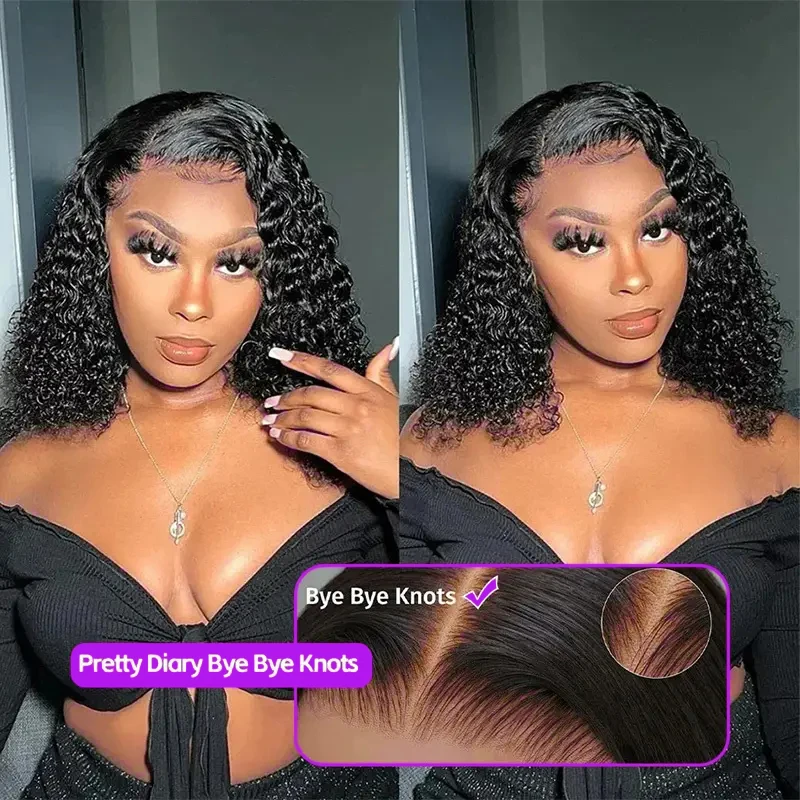 Короткий Глубокий Волнистый Боб Парик Шнурка Человеческих Волос 13x4 200% Плотность