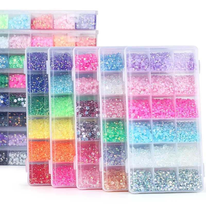 

QIAO 22380pcs Resin Rhinestones Set 3/4/5mm Flatback Stones Glitter Crystal Bulk Rhinestones for Garment Nail Art Decorations