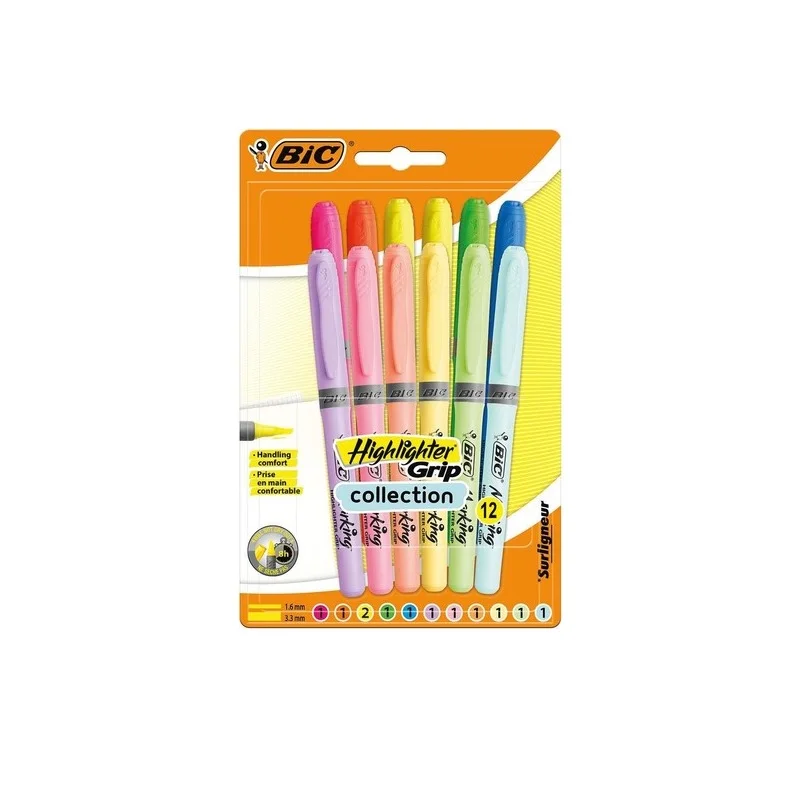 Bic Brite Liner Grip Pastel Highlighters Assorted Ink Colors