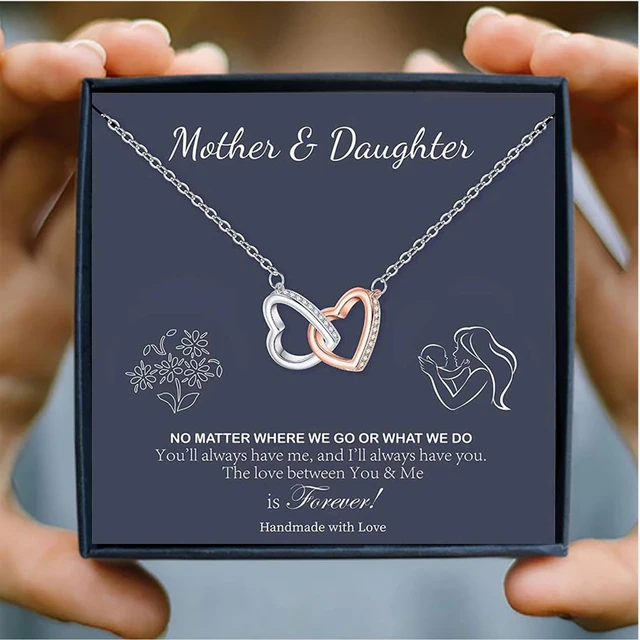 Double Heart Chain Necklace Women Crystal Linked Necklaces Mother's Day Gift Mother and Daughter Jewelry 1